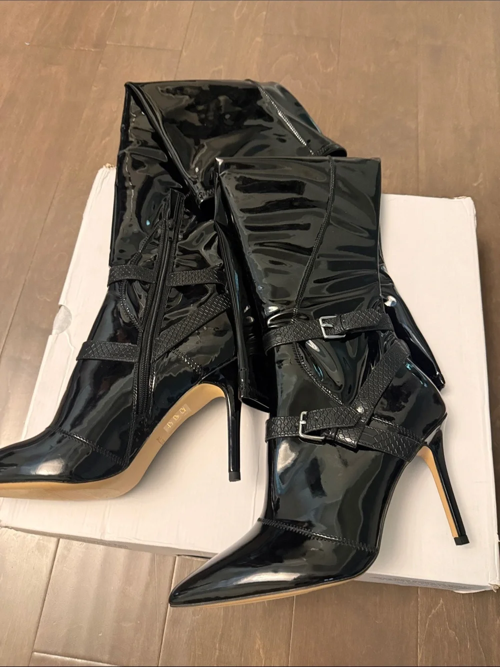 ALDO Black Patent Over-the-Knee Pointed-Toe Stiletto Boots
